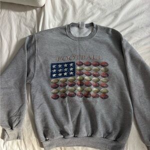 Jerzees Gray Crewneck Sweatshirt with Football Flag Graphic